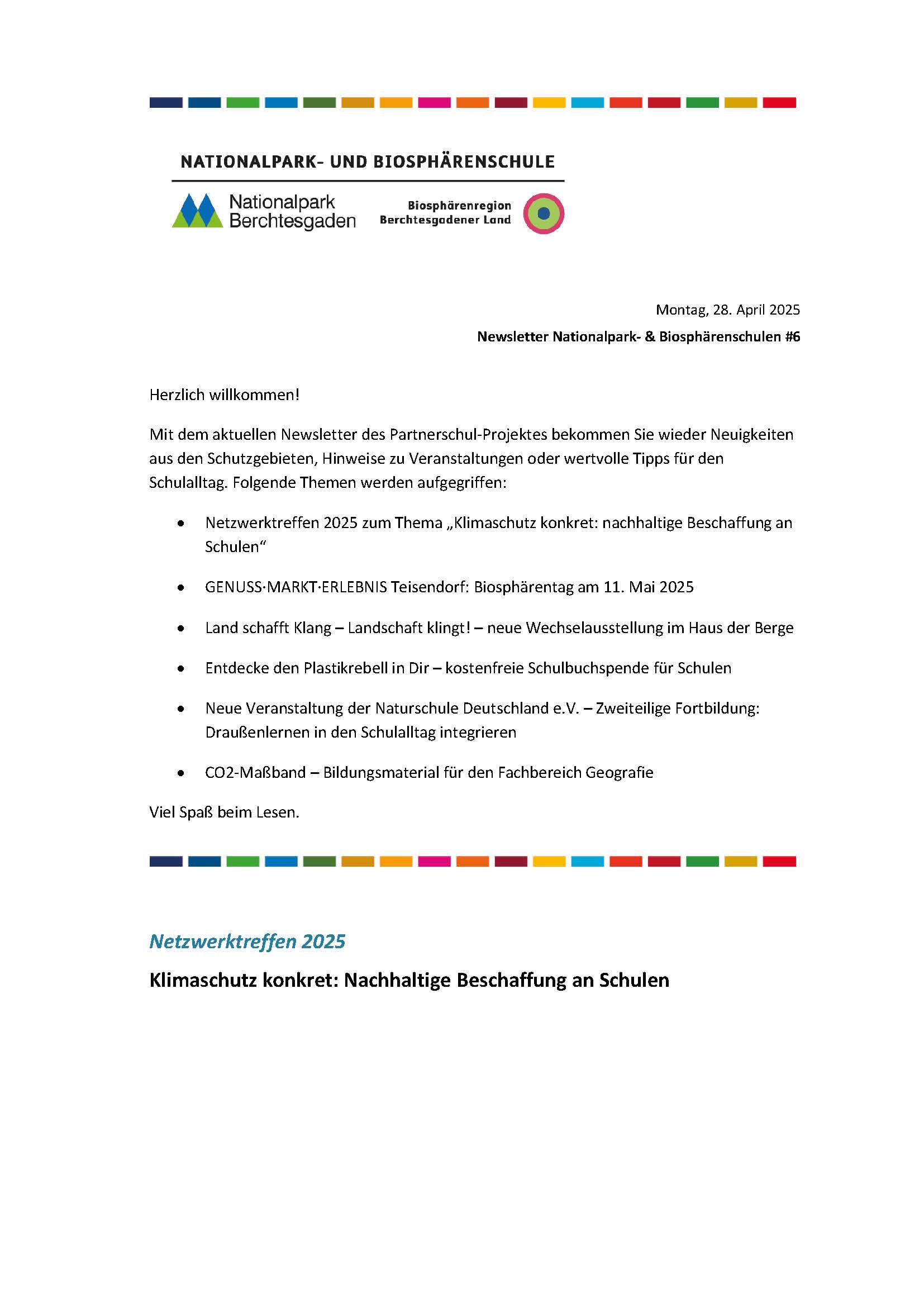 5. Newsletter des Nationalparks Berchtesgaden und der Biosphärenregion Berchtesgadener Land