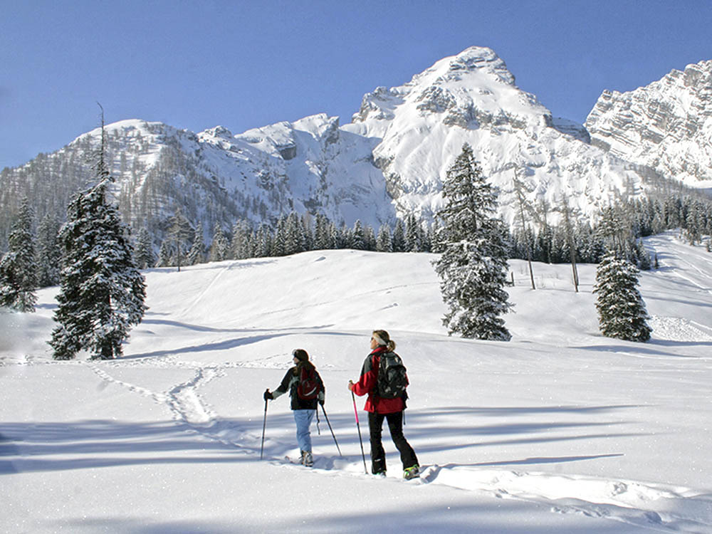 Ski tourers in deep snow