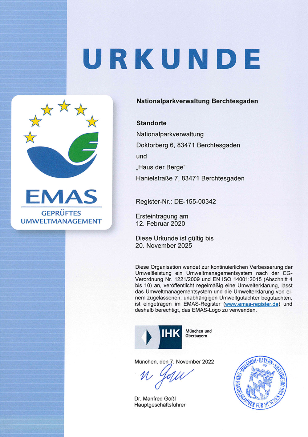 Certificate EMAS