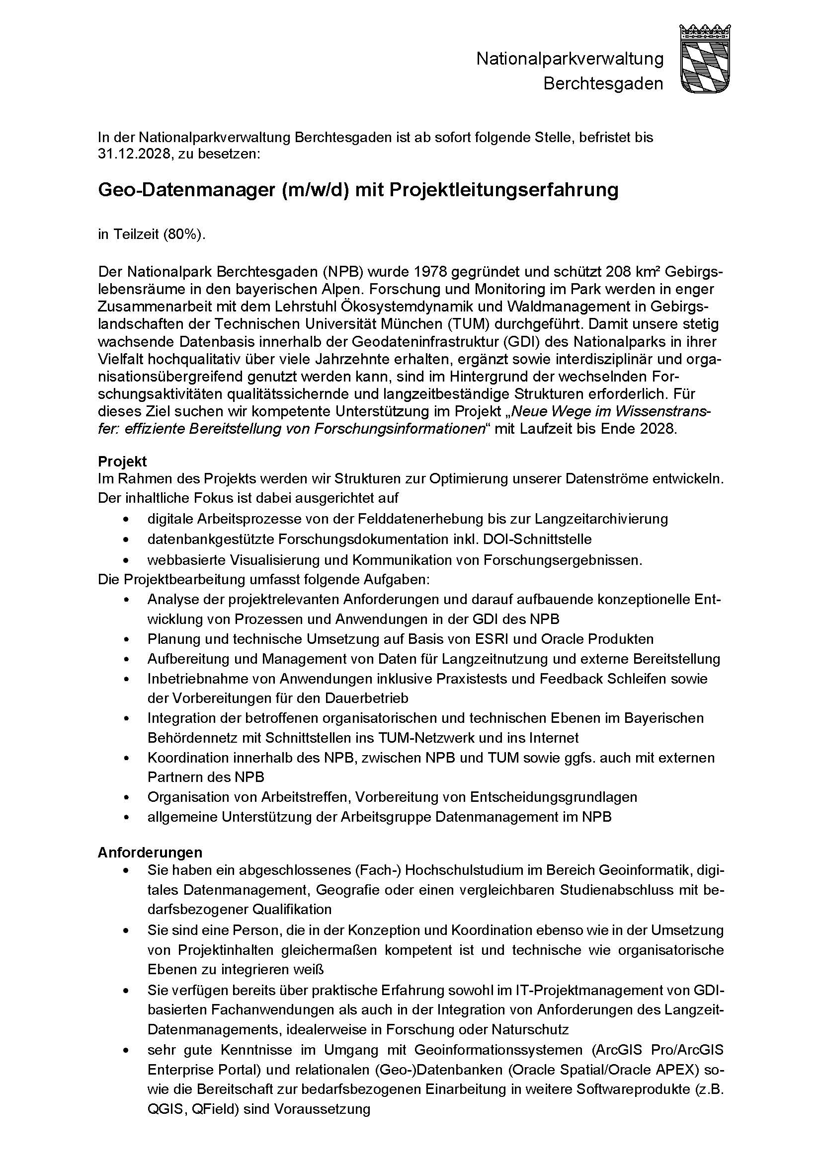 Aktuelle Stellenausschreibung